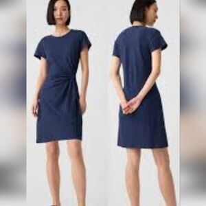 💚5/$25 GAP Forever Soft Sarong Navy Mini Side Tied Shirt Cotton Dress Sz Small